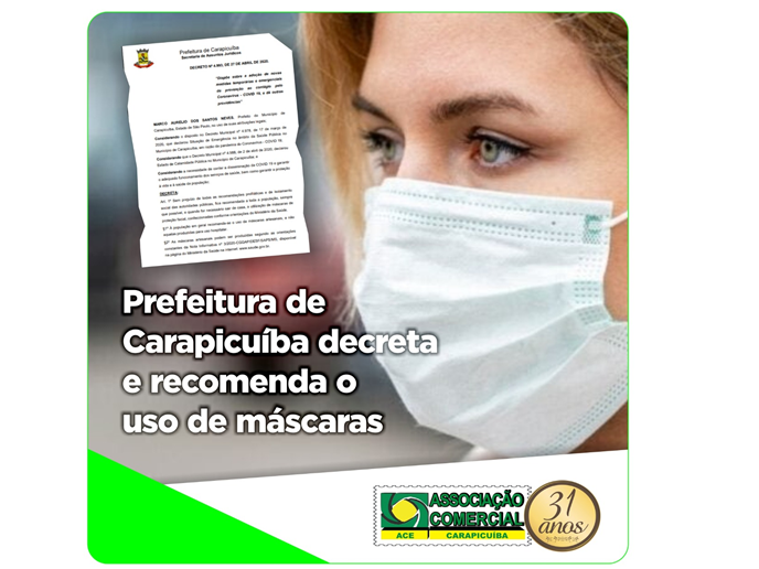 Notícia: Decreto da Prefeitura recomenda uso de máscara para toda a população.