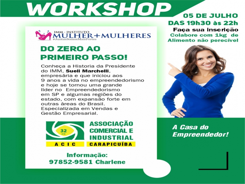 Notícia: Workshop ACIC - Carapicuíba e IMM - Instituto Mulher mais Mulheres