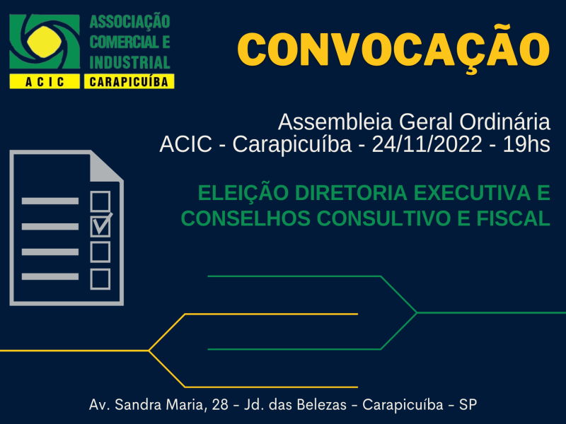 Notícia: Convocação Assembleia Geral Ordinária - 24/11/22- 10h